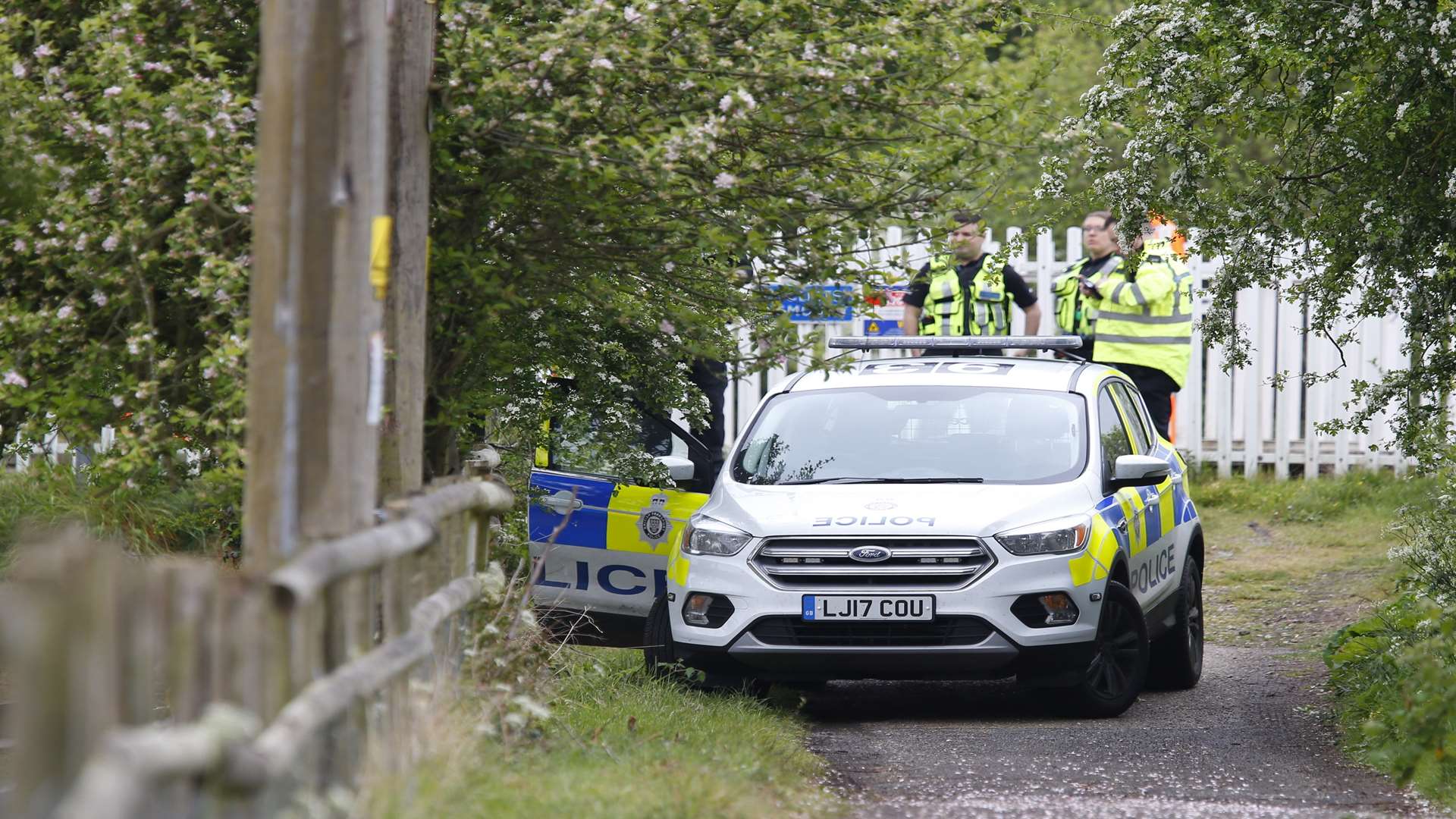 Police at the scene on Thursday. Picture: Andy Jones