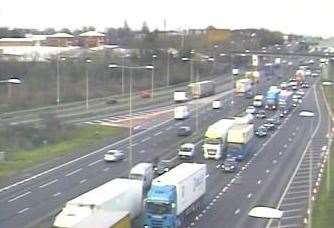 Traffic trying to join the A2 coast bound carriageway. Picture: Highways England