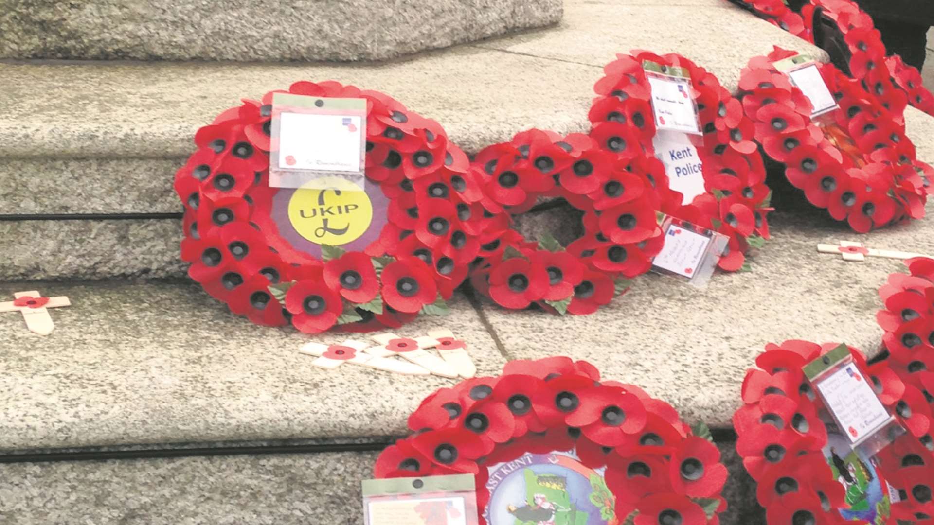 The wreaths laid at the memorial