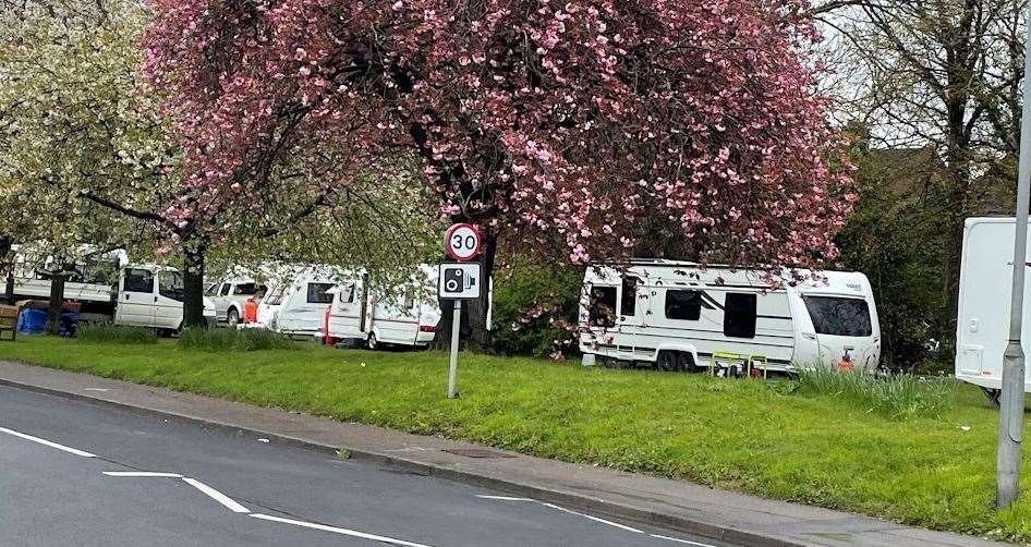 Around seven caravans have been spotted in the village