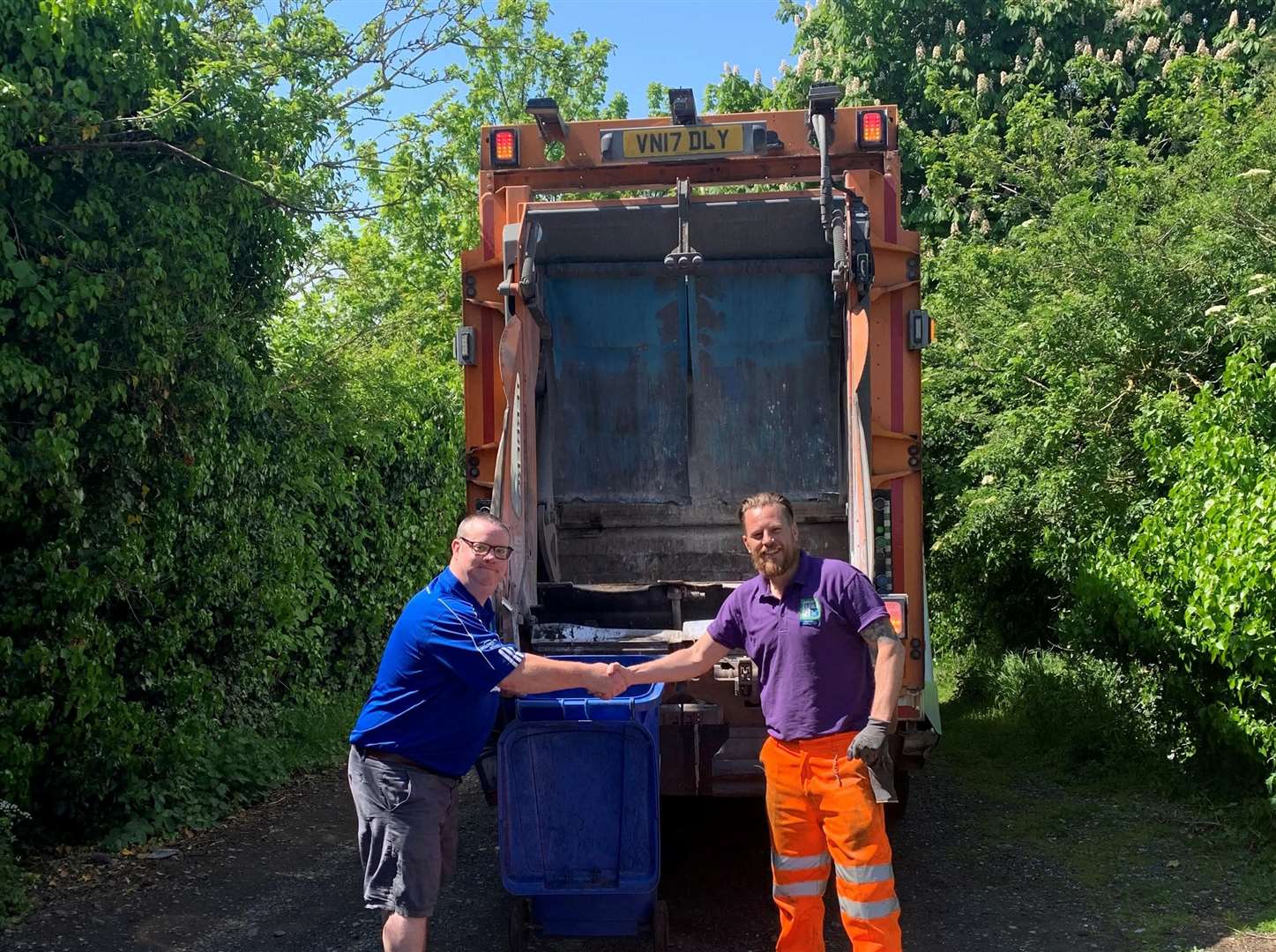 Cllr Mark Tucker with a CDDL Recycling crew member after the collections in Minster. Picture: Cllr Mark Tucker