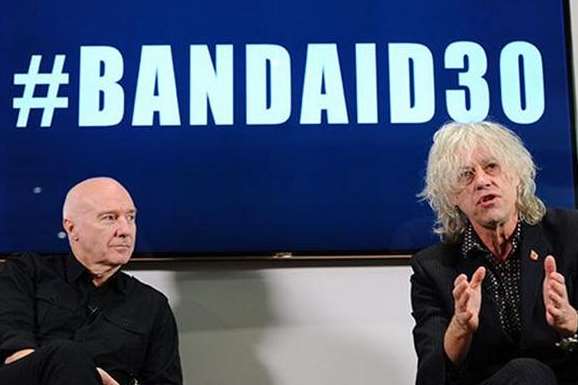 Midge Ure and Bob Geldof during press conference
