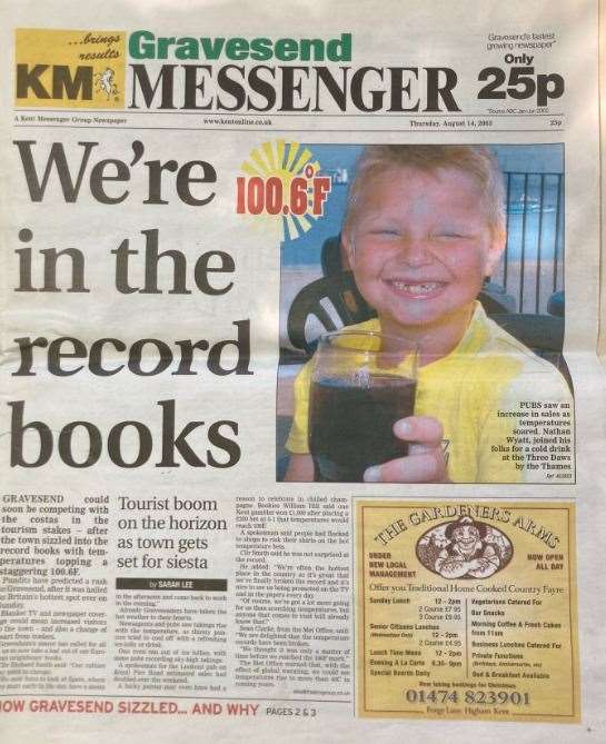 How the Gravesend Messenger reported the heatwave in August 2003