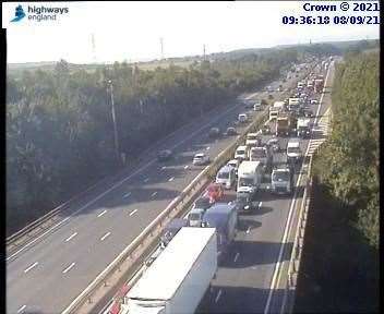 Traffic on the M25 near Swanley. Image from Highways England