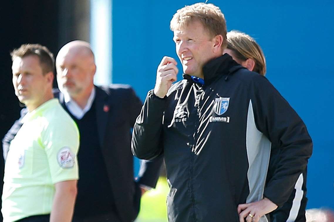 Ady Pennock watches on in Gillingham's final home game of the season Picture: Andy Jones