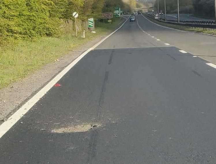 Potholes have reappeared after repairs on the A2 at Upper Harbledown