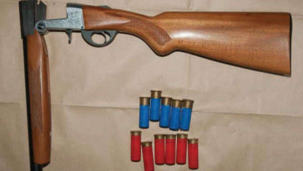 A sawn-off shotgun, pictured, was seized during the Cliftonville raid. Picture: Kent Police