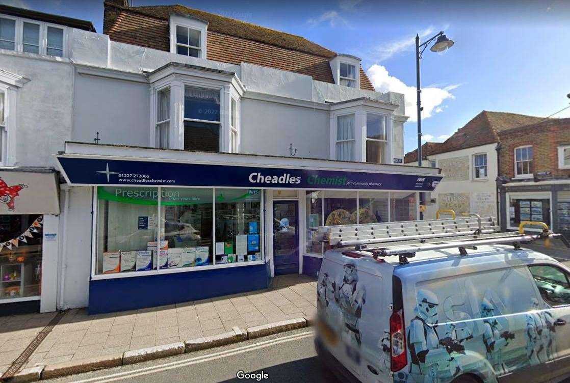 Holman also targeted Cheadles Chemist in Whitstable. Picture: Google