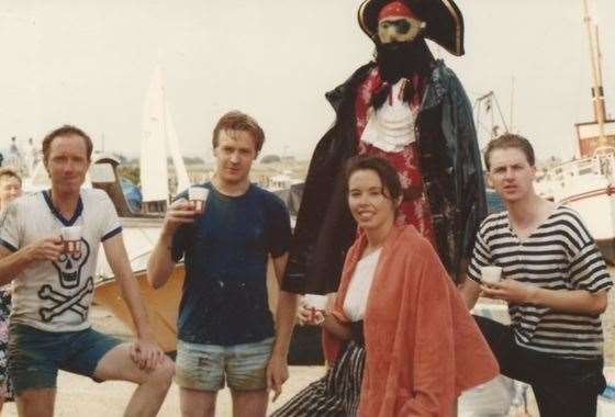 Cyber Horace when he was a pirate at the Rye raft race. He is pictured with, from left to right, Mike Wade, Nic Kent, Cecilia and Jeff Brown. Picture: Nic Kent