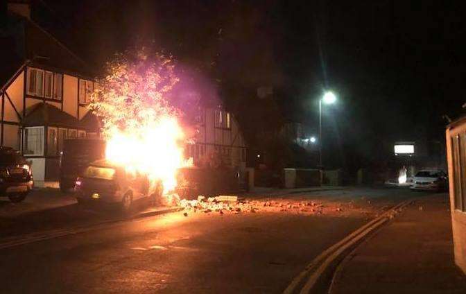 The car burst into flames. Pic: Louise Francis