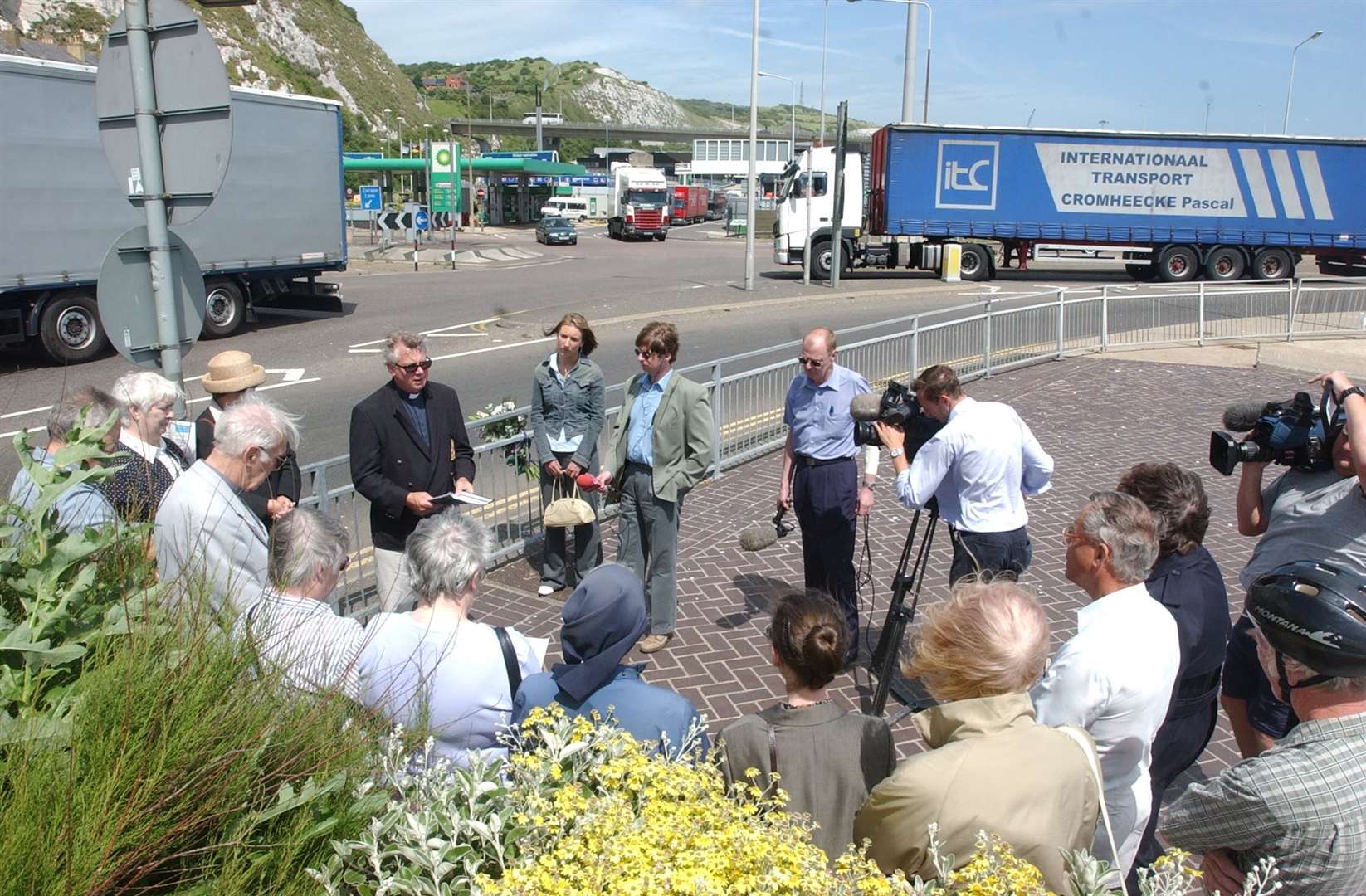 A 2003 service to remember the 58 Chinese people who died in lorry was held at the entrance to Dover Eastern Docks. Picture Mike Waterman