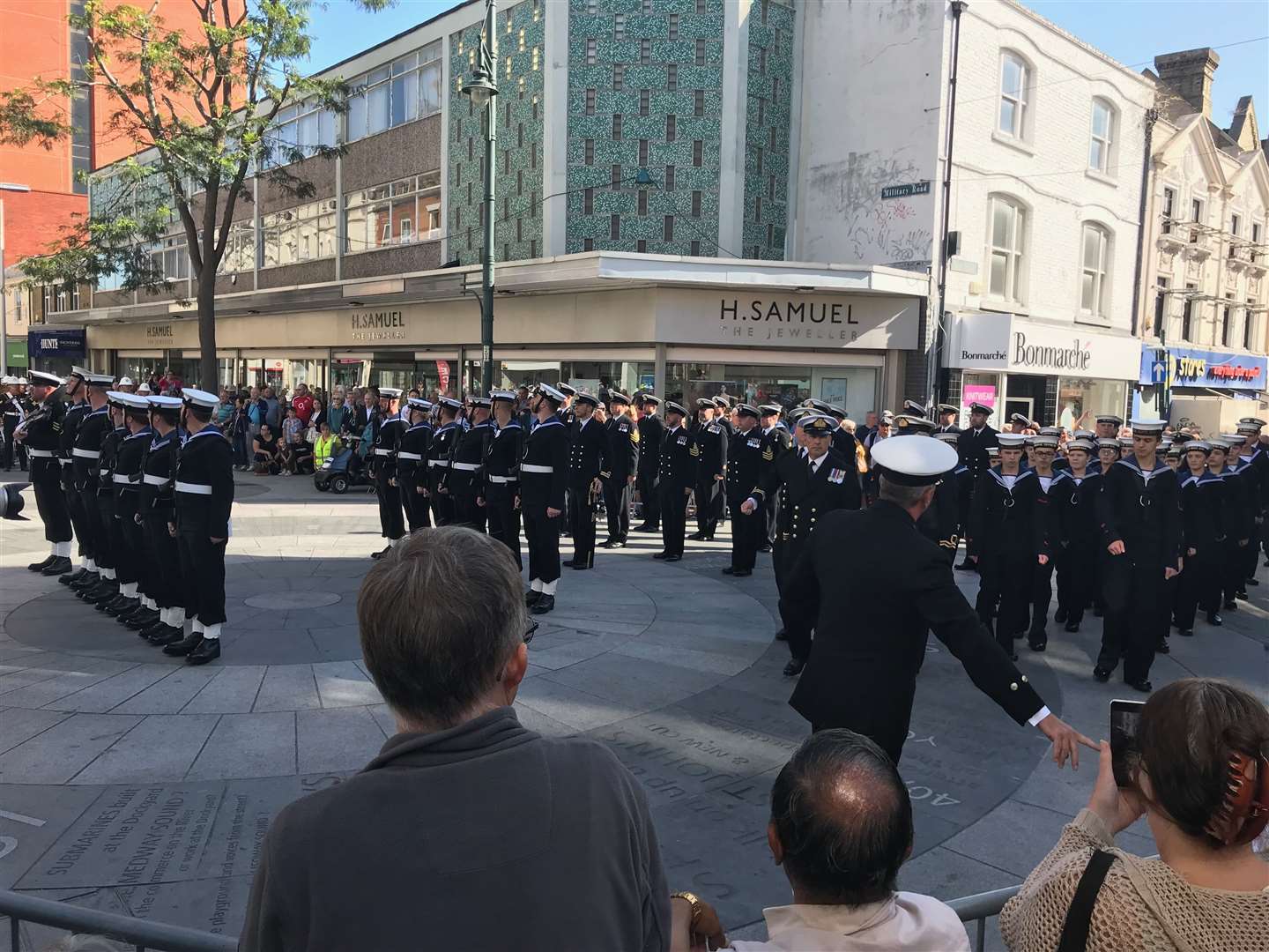 The crew of HMS Medway line up in Chatham Town Centre to be granted the freedom of Medway (17141363)
