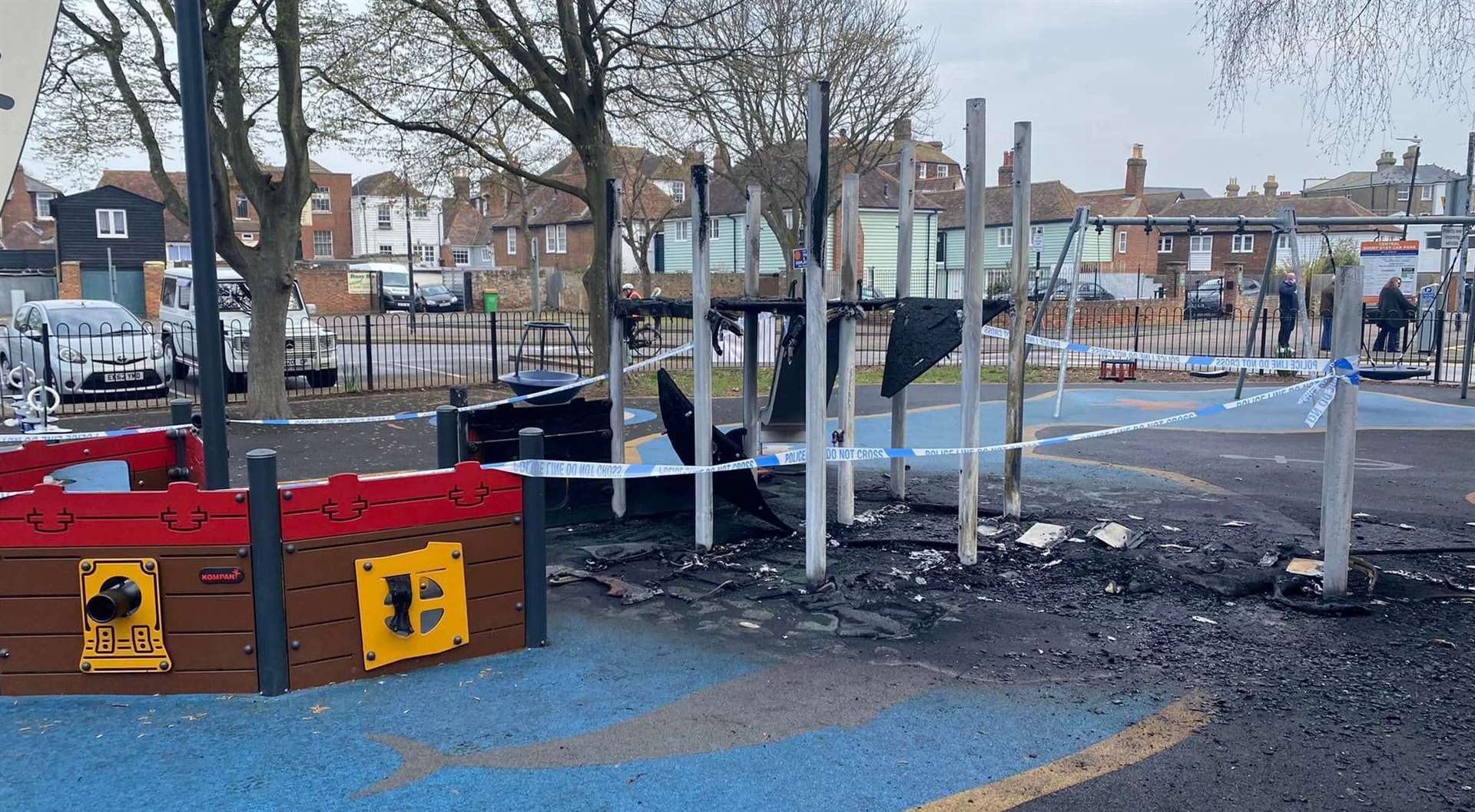 Play equipment was set on fire in Cross Lane in March 2022. Picture: Faversham Pools