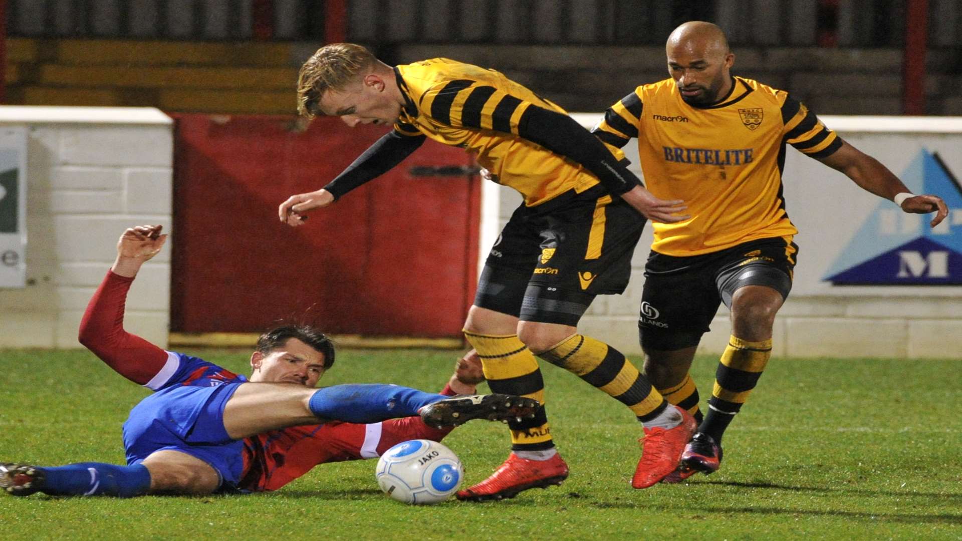 Joe Pigott and Delano Sam-Yorke defend from the front Picture: Steve Terrell