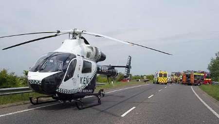 The Kent Air Ambulance at the scene of the tragedy