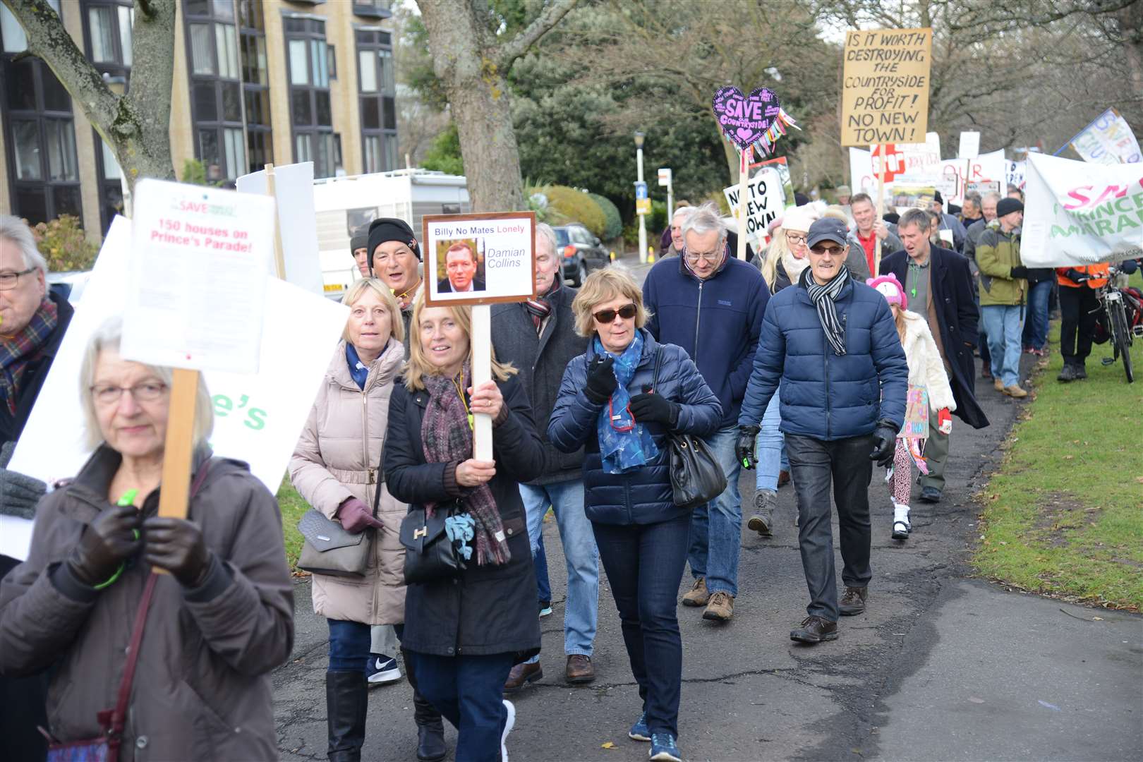 A protest march was held in December over the Otterpool Park plans and other developments in the district