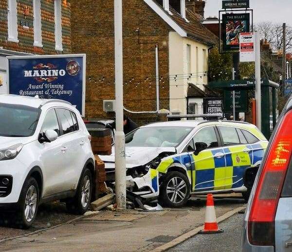 Police car crash in London Road, Sittingbourne. Picture: Karen Ganderton