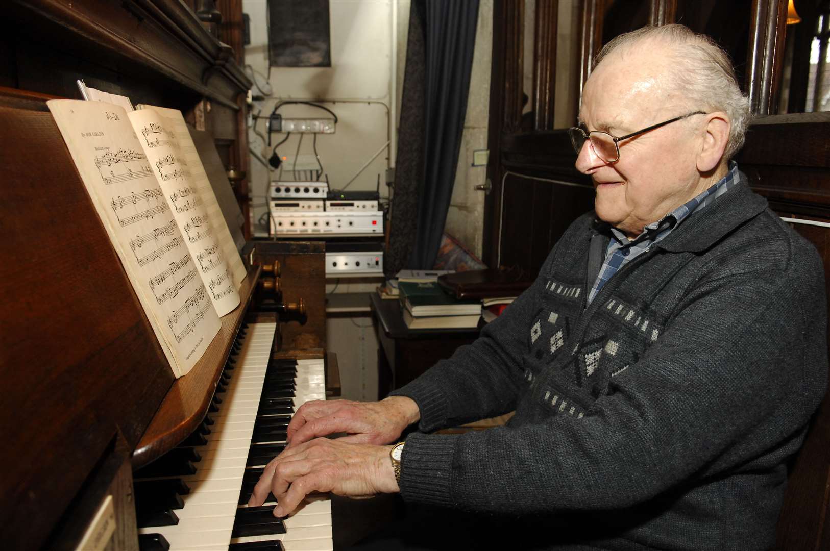 Bob Caudwell was able to bash out show tunes as well as church music
