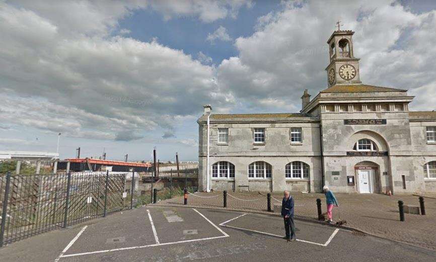 The incident took place behind the harbour clock tower. Picture: Google Street View