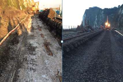 Southeastern tweeted this picture showing the current state of the tracks between Dover and Folkestone