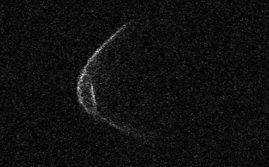 An image of the asteroid taken by scientists at the Arecibo Observatory in Puerto Rico