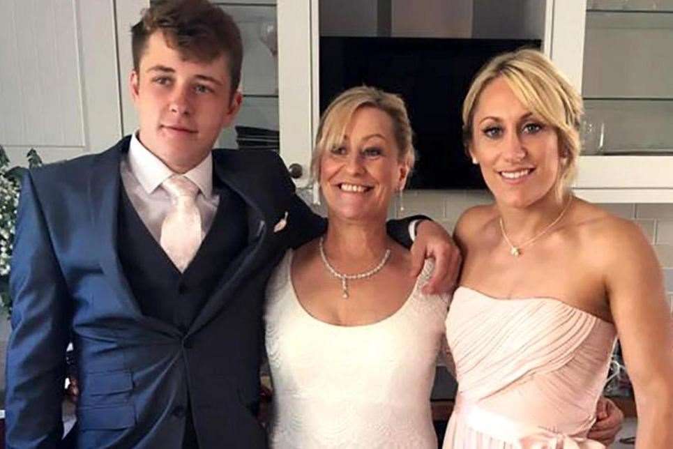 Julia James on her wedding day, with her son, Patrick, and daughter, Bethan