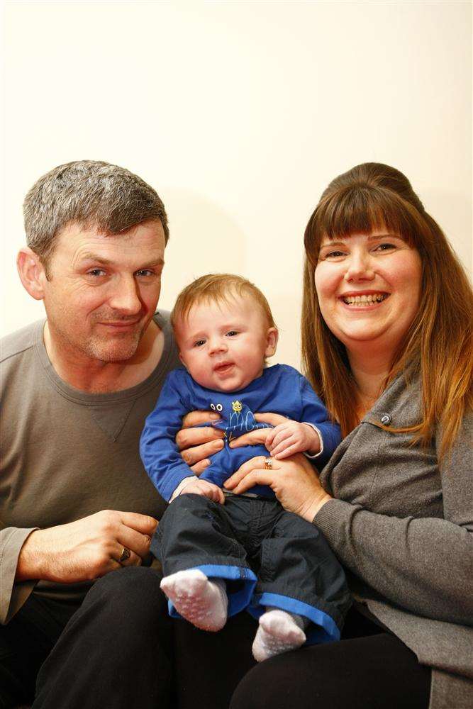 Margate family John and Vicki Brown and baby son Josh. The Browns are indebted to the Evelina Family Trust, the reason they jumped into the winter sea off Ramsgate on New Year's Day.