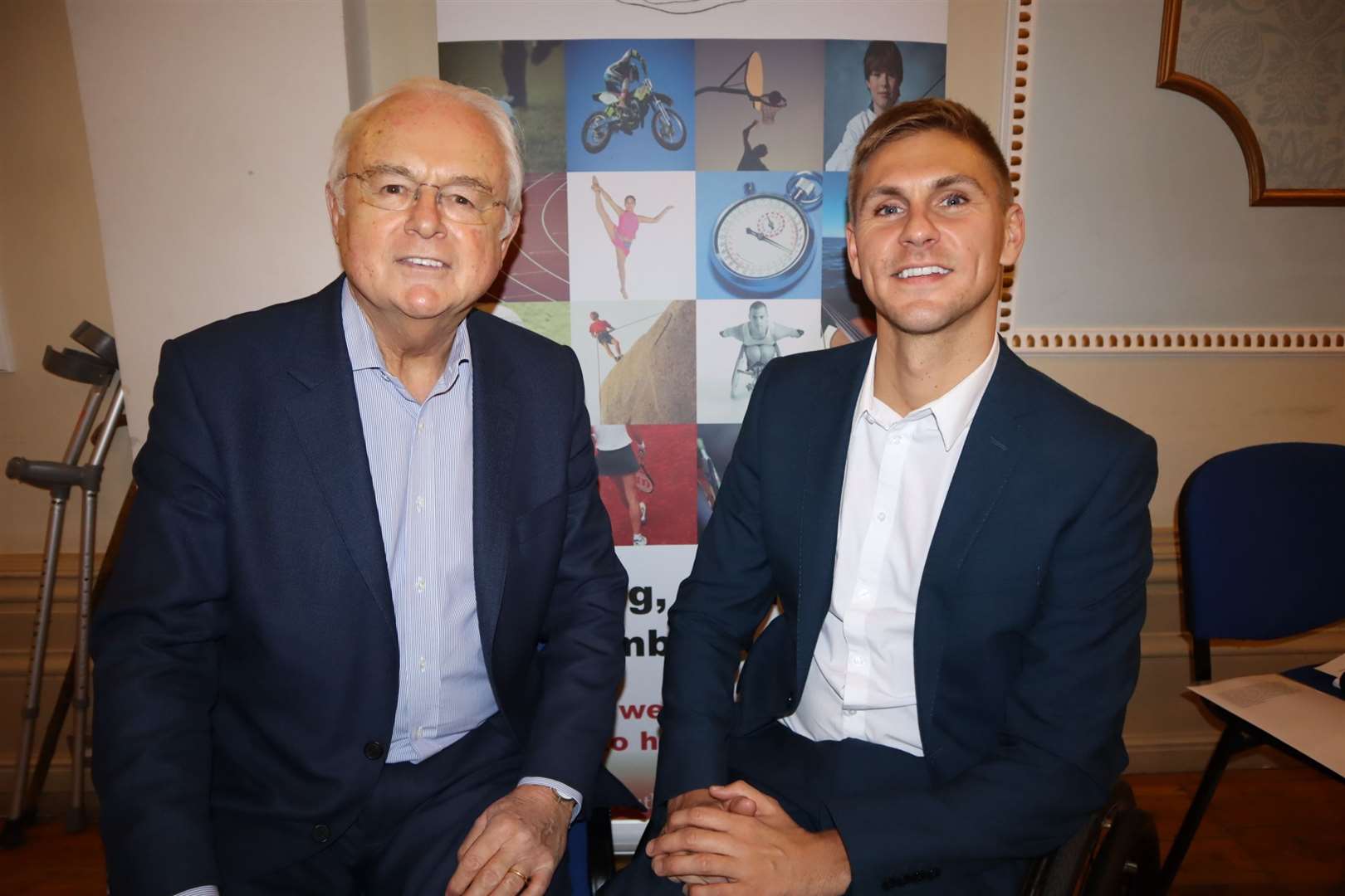 Former TV newsreader Martyn Lewis and paralympian Steve Brown from Sheppey quizzed each other at the Assembly Rooms, Faversham, for a fund-rasing night for the Swale Youth Development Fund (22422141)