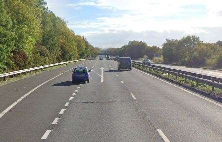 A person was treated for minor injuries on the side of the road after a crash on the M2 coastbound. Picture: Google Street View
