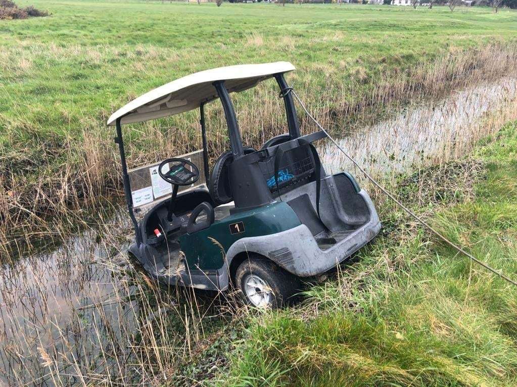 A golf buggy was found dumped in a ditch at Whitstable and Seasalter Golf Club. Picture: Andy Selwood