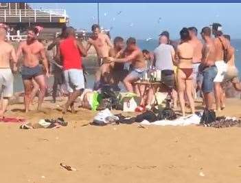 One person had to be treated by paramedics after a fight broke out at Viking Bay, Broadstairs on Bank Holiday Monday (35366482)