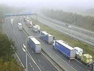 The problems on the M20. Picture: Highways England
