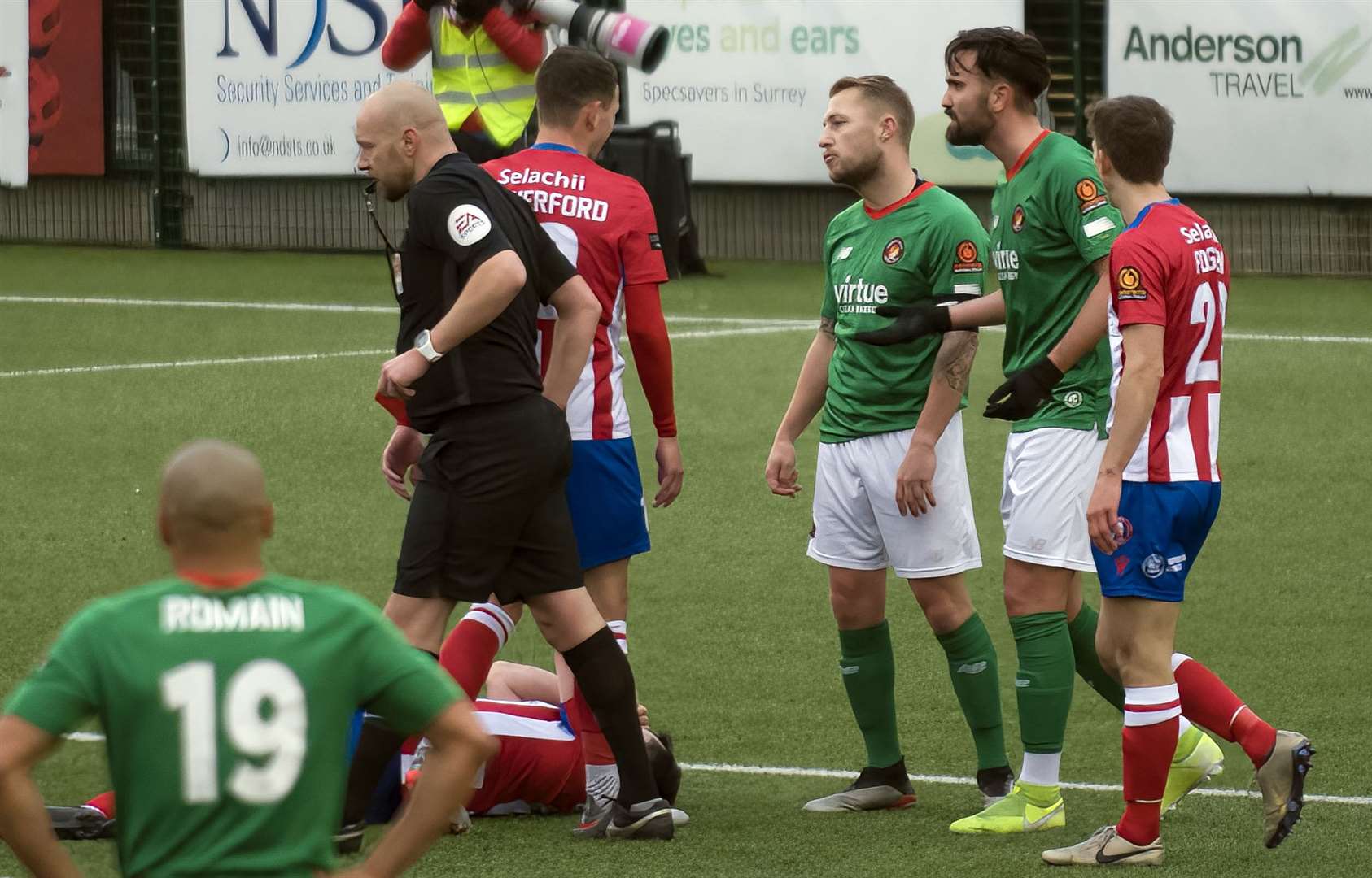Sefa Kahraman was shown a red card when the Fleet lost at Dorking Wanderers in the reverse fixture in January. Picture: Ed Miller/EUFC (55682471)
