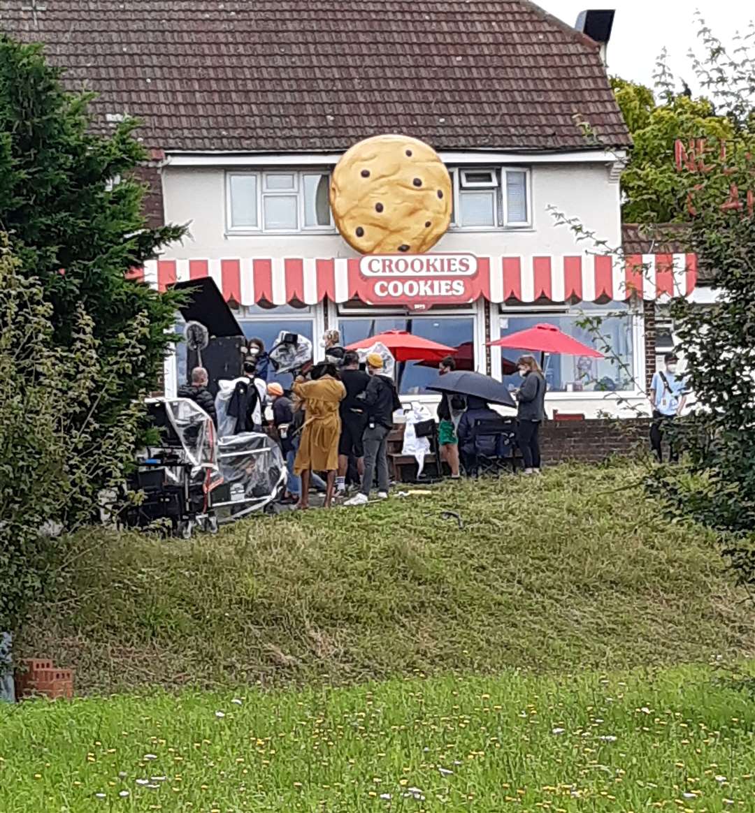 Crews were spotted filming for a new Sky/HBO series outside Nell's Cafe, Gravesend