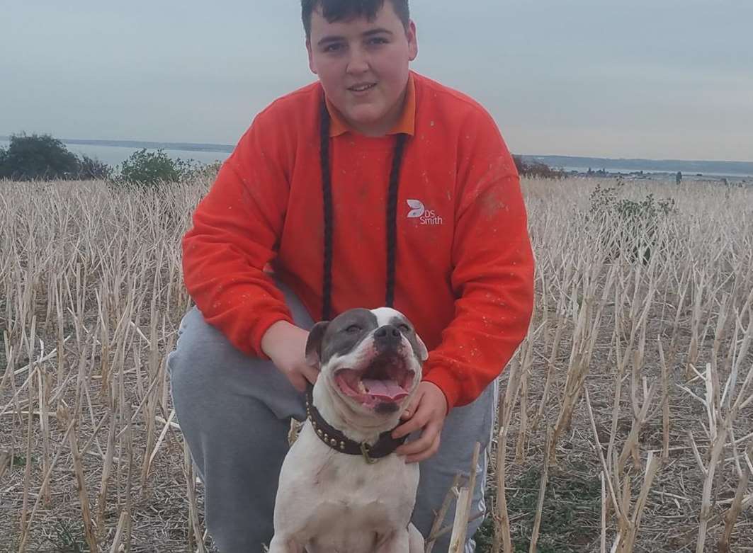 Matthew Langdon with his dog Diesel