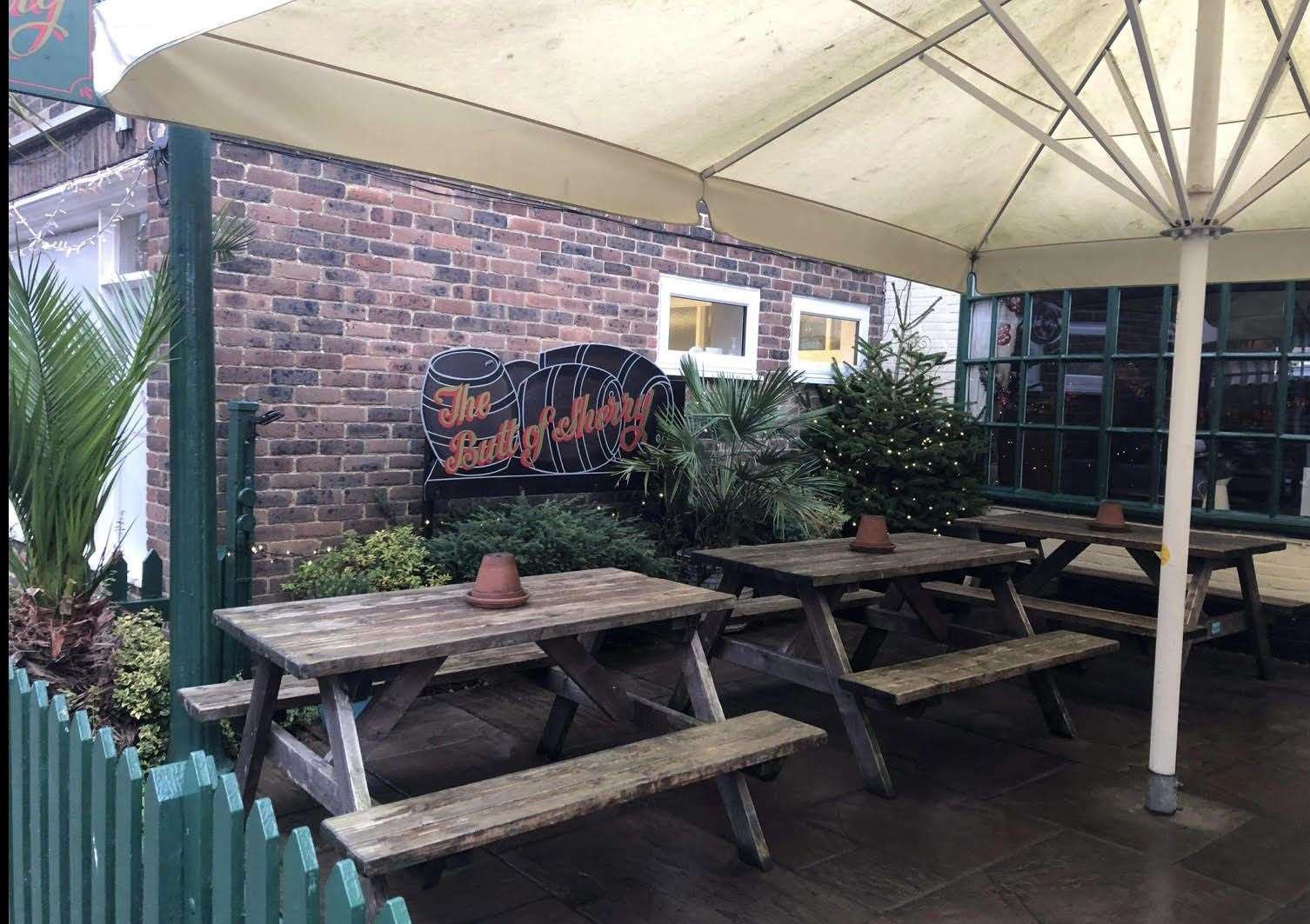 The outside seating area