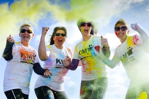 From left, Justine Walsh, Jessica Messenger, Dee Murphy and Jo Irwin of the Martha Trust get a preview of the KM Colour Run being held on June 7 at the BayPoint Club, Sandwich.