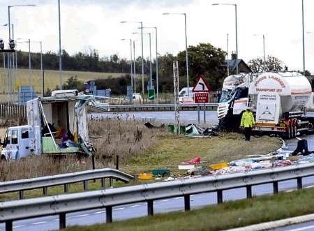 The scene of the crash near the Sheppey Crossing. Picture: Barry Hollis