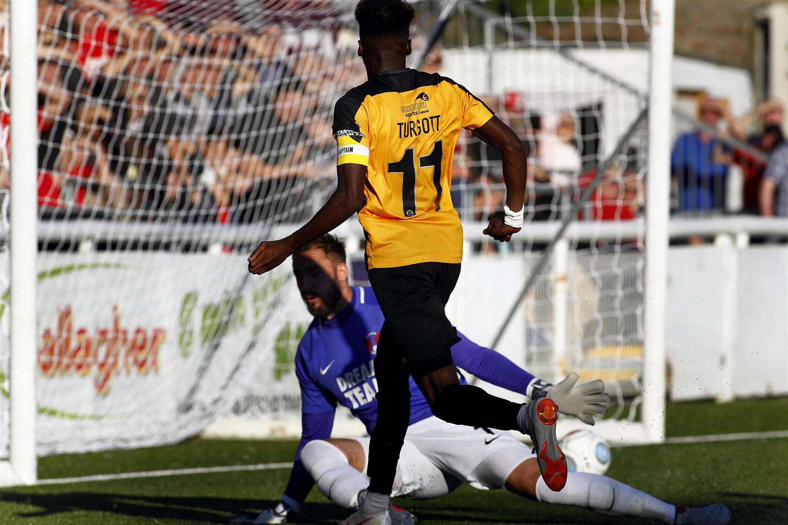 Blair Turgott gives Maidstone the lead after an amazing run from the edge of his own area Picture: Sean Aidan