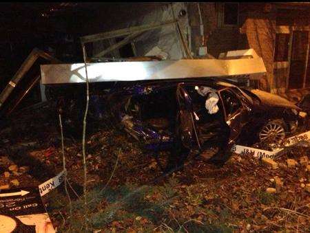 Car crashes into shop on the Medway City Estate, Strood.