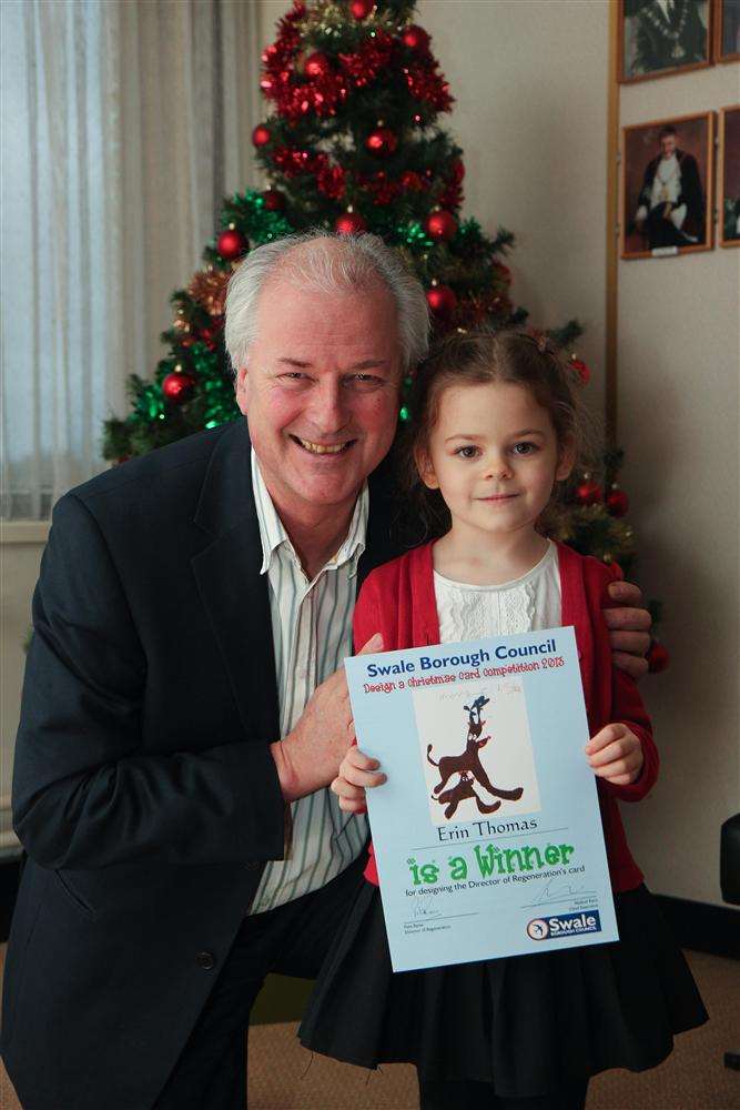 Pete Raine, Swale council's director of regeneration with Erin Thomas, from Queenborough Primary