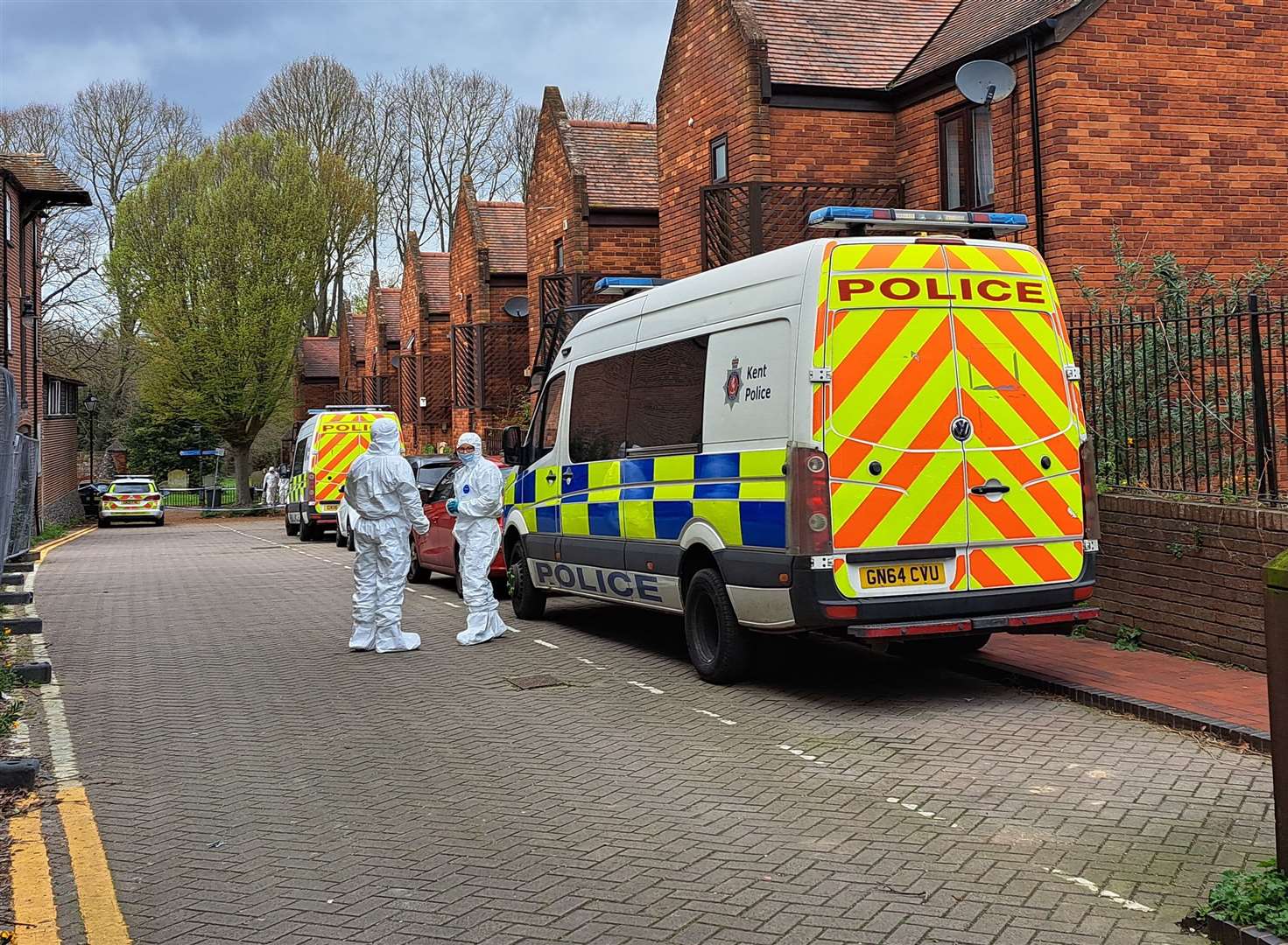 Police and forensics pictured on Tuesday morning