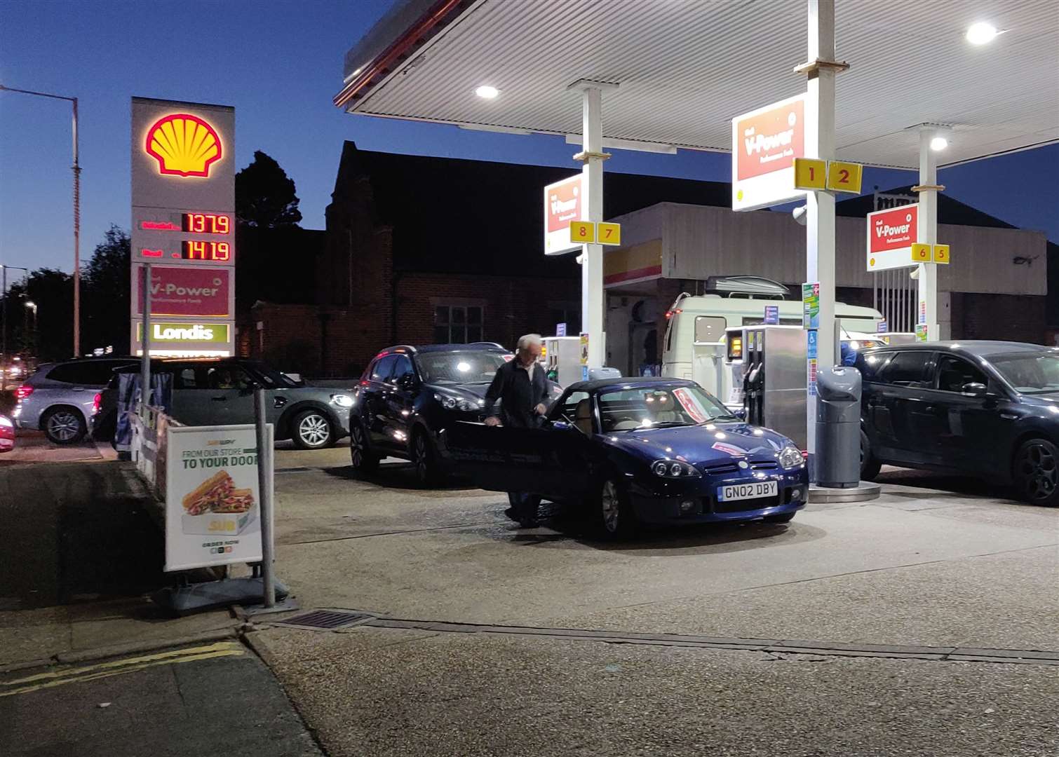 Vehicles continue to form lengthy queues to access petrol station forecourts.