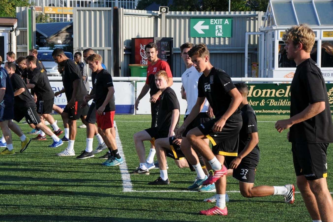 Maidstone United players at their opening pre-season training session Picture: Steve Terrell