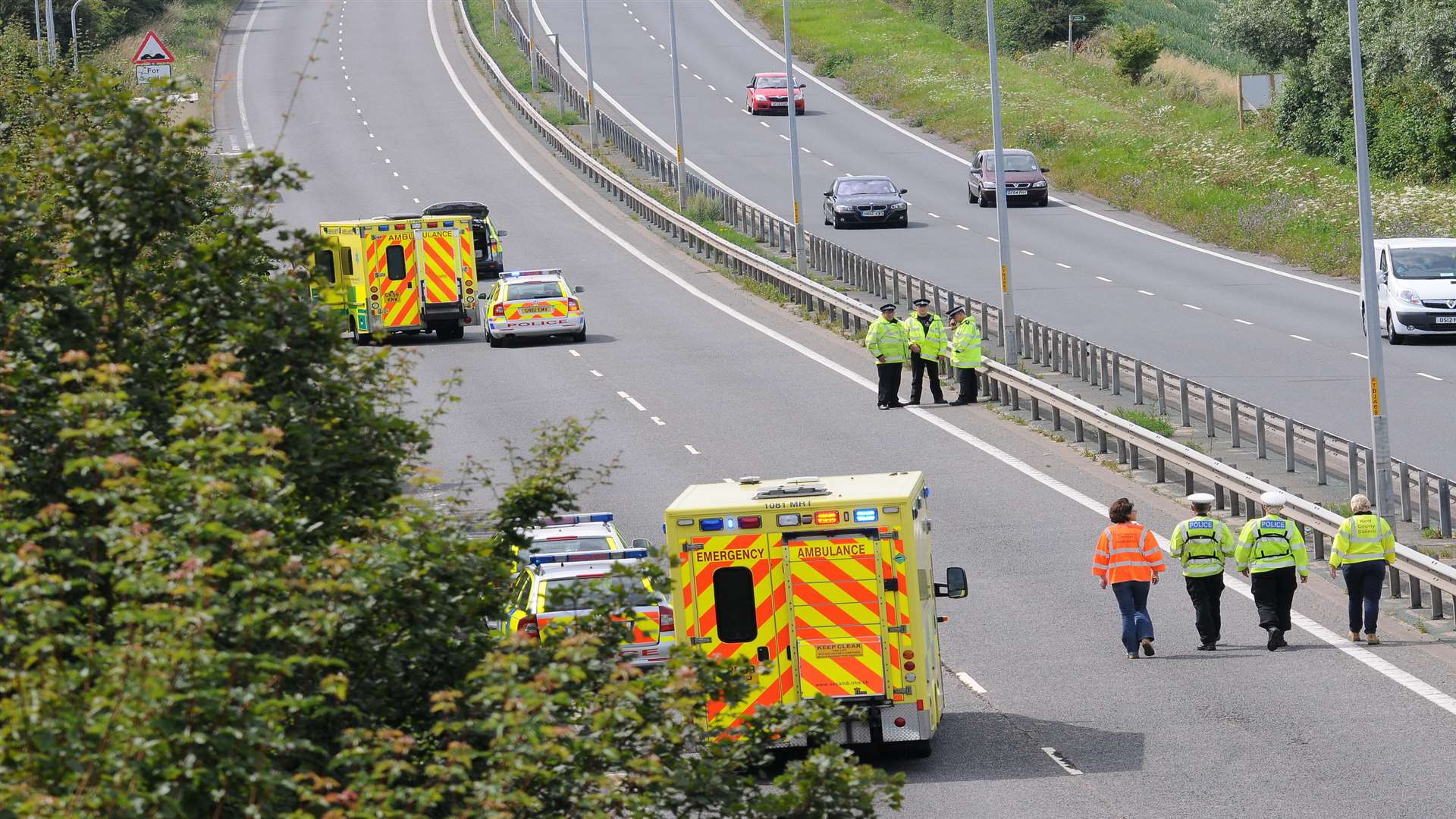 The scene of the fatal crash on the A299 Thanet Way