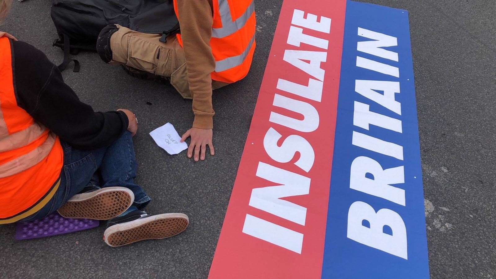 Protesters glued themselves to the M25 on Wednesday. Picture: Insulate Britain