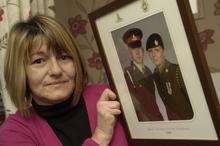 Sharon Harris with a picture of her son and daughter Lee and Kirsty Hamer