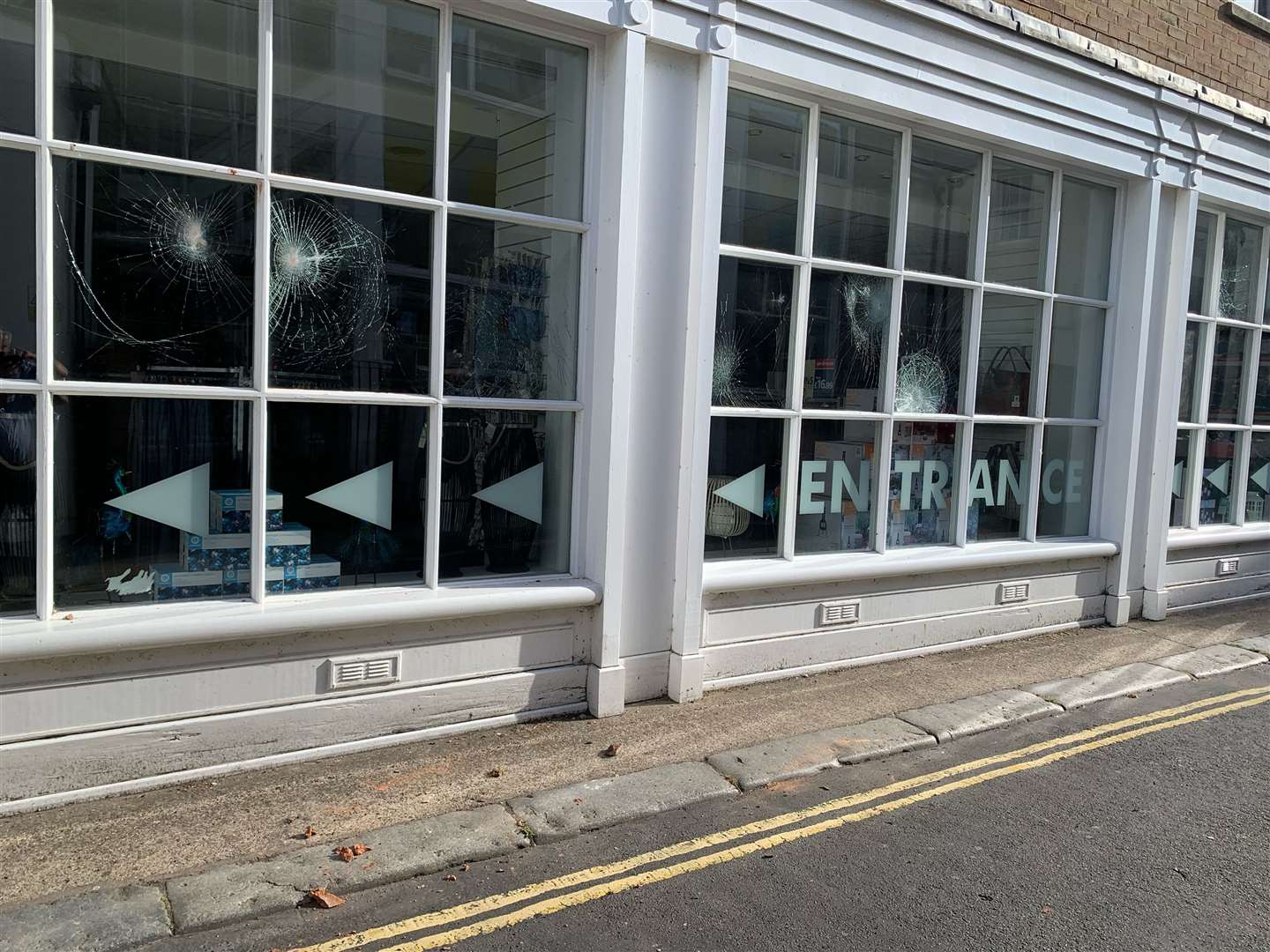 The Original Factory Shop in Deal had seven windows smashed in the early hours of Tuesday