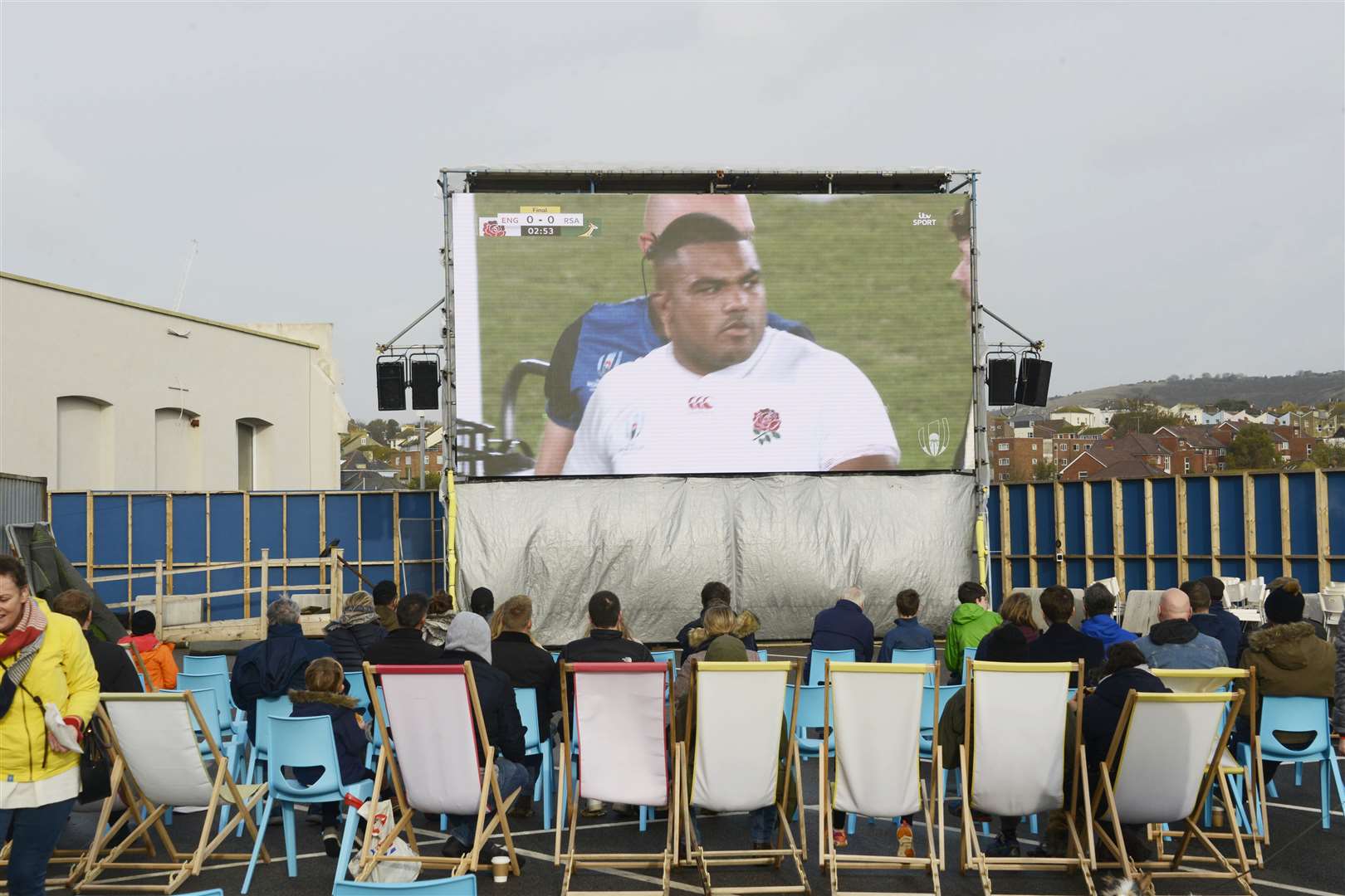 The Rugby World Cup was also shown on the Harbour Screen. Picture: Paul Amos