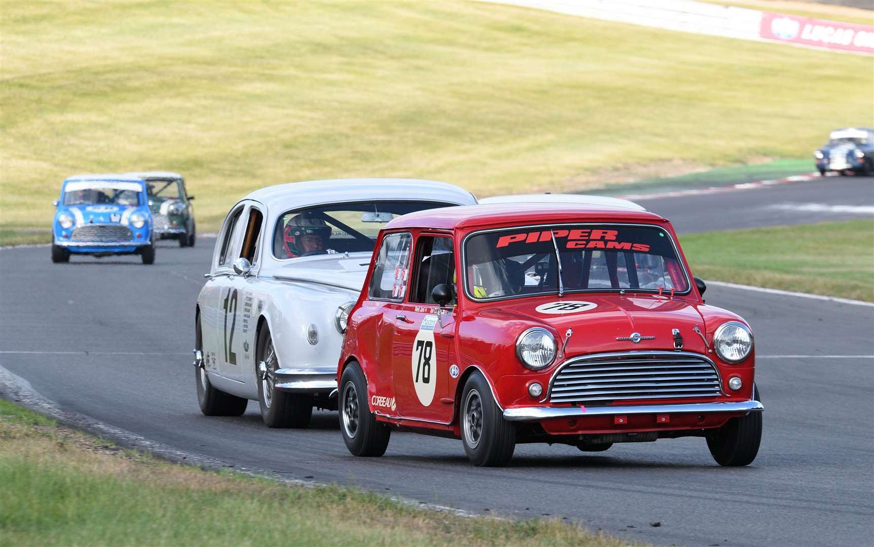Yalding’s Ian Curley enjoyed some great battles with Grant Williams (Jaguar Mk1) in the Pre-66 races, twice finishing second overall. Picture: Simon Hildrew